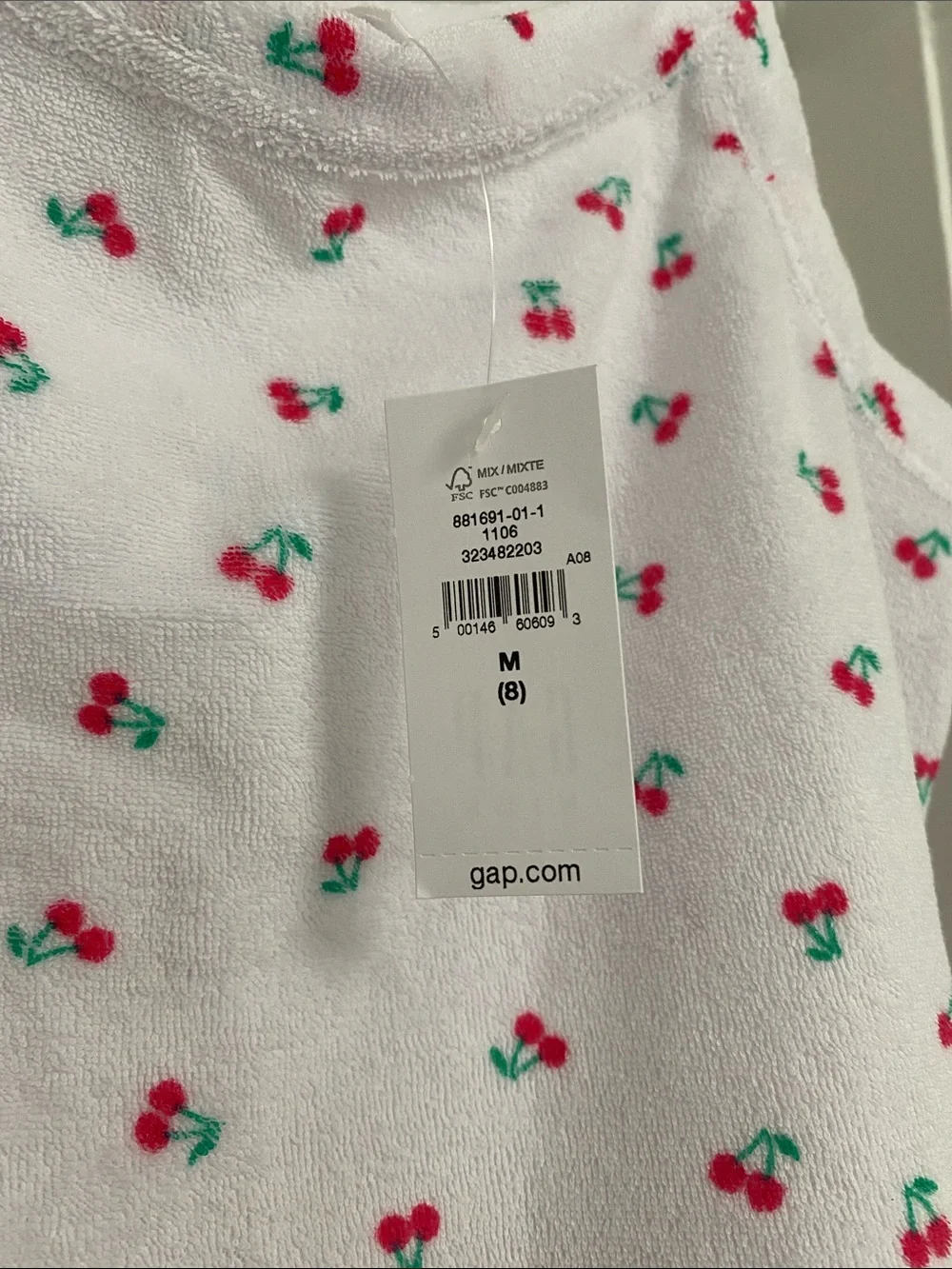NWT: Terry Cloth White Cherry Print Tank and Skort Set